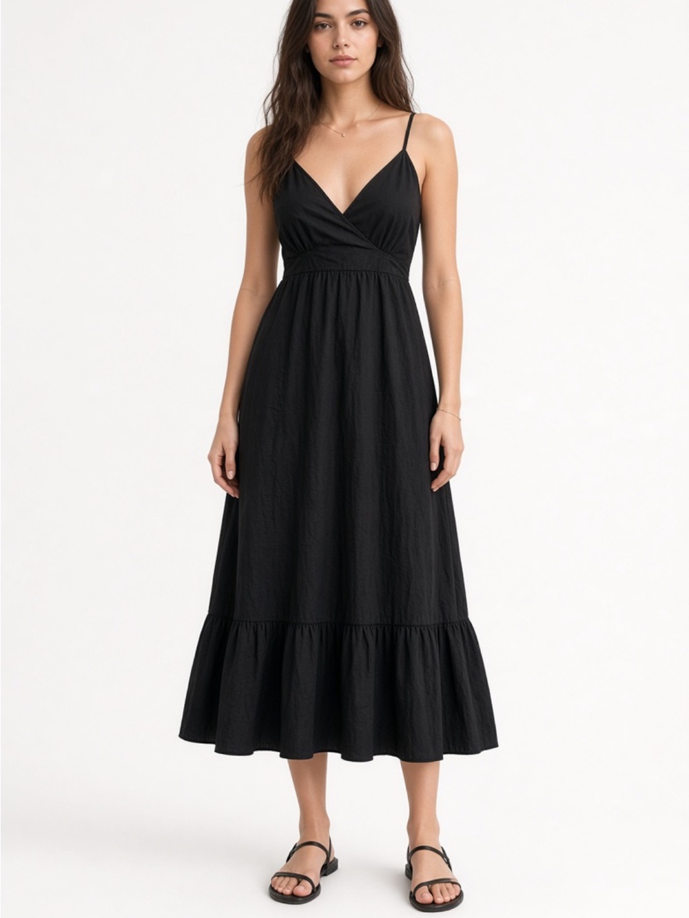 Black Spaghetti-Strap Midi Dress - Classic Women's Dress